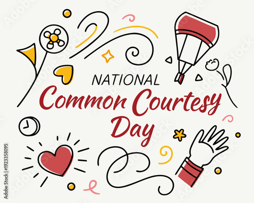 Courtesy and Kindness Awareness Vector Illustration, National Common Courtesy Day