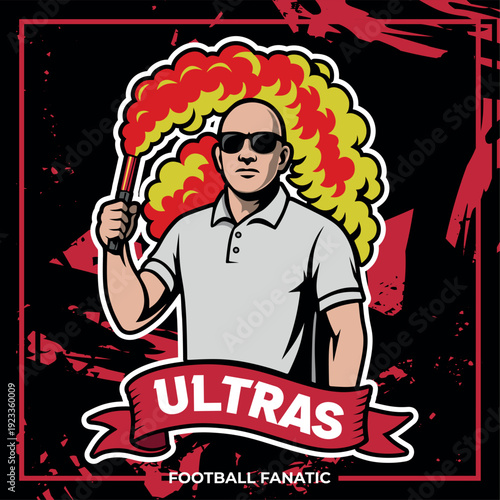 football fanatics ultras hooligan with abstract background vector design