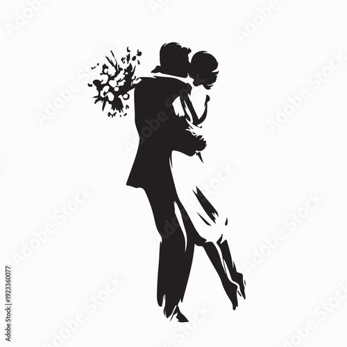 Wedding Celebration Bride and Groom Vector Illustration 