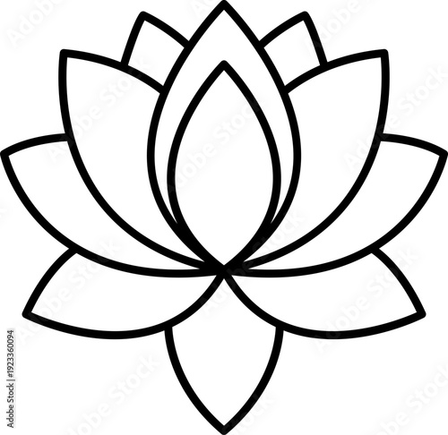 Symmetrical Lotus Flower Line Art Icon