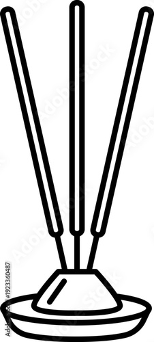 Incense Sticks in Holder Outline Vector Illustration