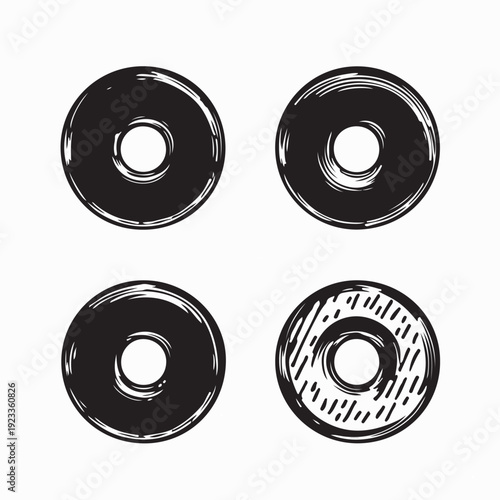 Donut Logo Collection Vector for Bakery and Shop on White Background