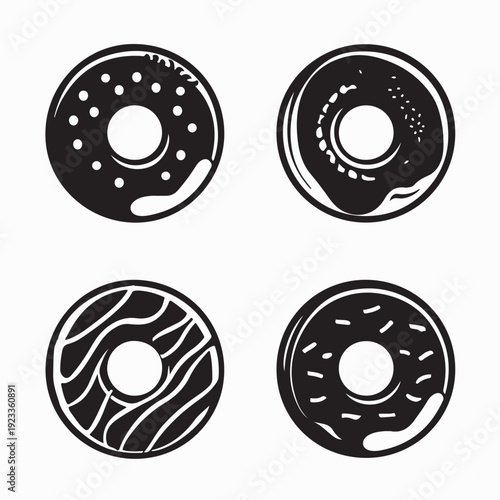 Donut Logo Collection Vector for Bakery and Shop on White Background