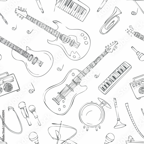 Musical Instruments Pattern Design for Music Lovers and Musicians.