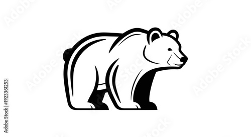 Stylized Bear Vector Illustration - Monochrome Icon