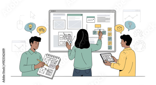 Team Brainstorming Digital Project Planning and Wireframing