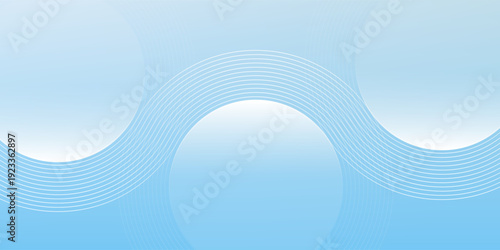 Amazing abstract minimalist banner background, pastel colors, blue and white gradient. Circle effect style, simple geometric art.