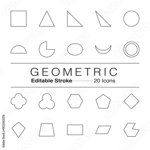 Geometric shapes editable stroke icons