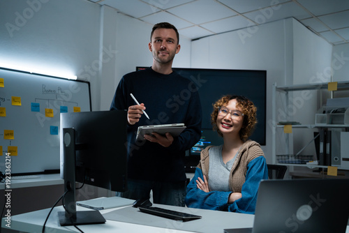 Foto portrait of software engineers team developing AI agents and agentic terminal coding in a cowork environment