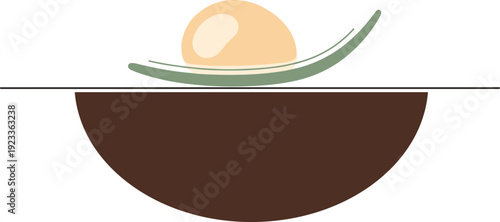 Minimalist avocado half with seed and green skin vector illustration