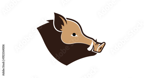 Cartoon Boar Head Illustration on White.