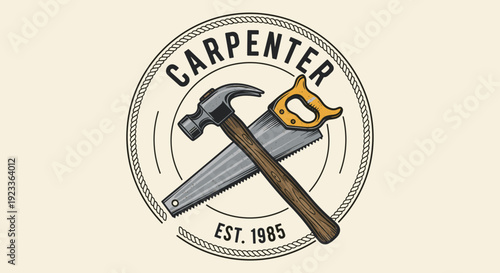 Carpenter Logo with Hammer and Saw.