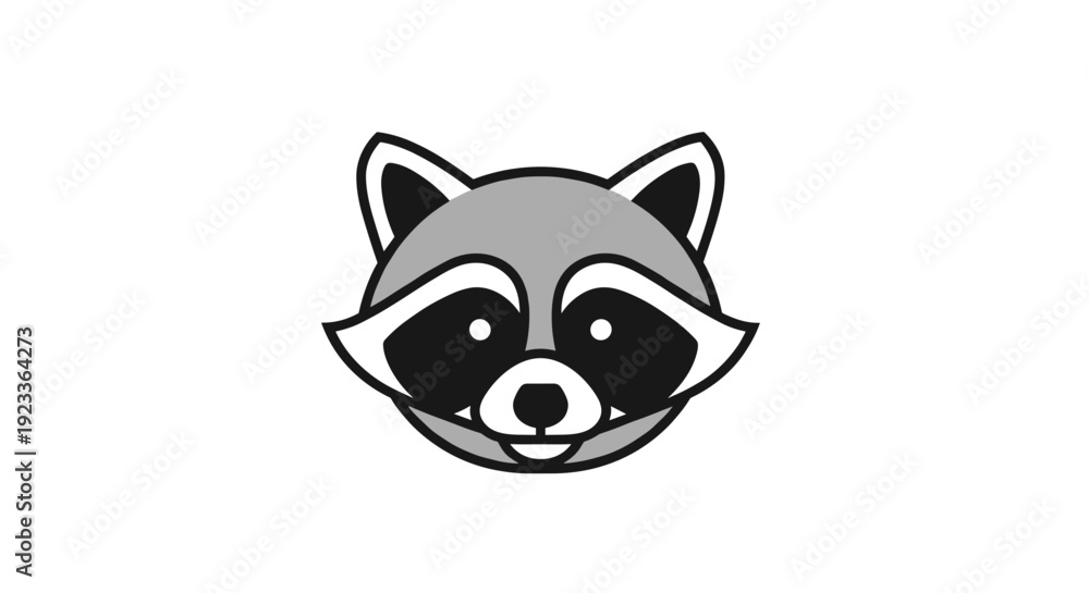 Fototapeta premium Cartoon Raccoon Face Illustration.