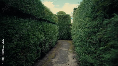 Walking through the hedge labyrinths of Tulcán Cemetery topiary garden in Ecuador