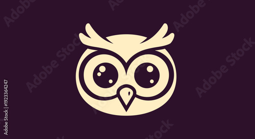 Cartoon Owl Illustration with Big Eyes.