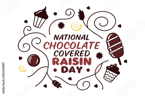 Chocolate Covered Raisins Vector, National Sweet Snack Celebration Illustration