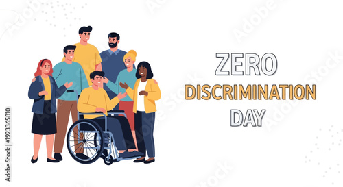 Diverse group of people celebrating Zero Discrimination Day on March 1 for equality and social inclusion.