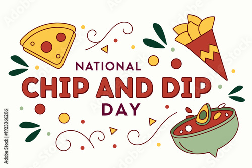 Snack Food Vector Illustration, National Chip and Dip Day Graphic