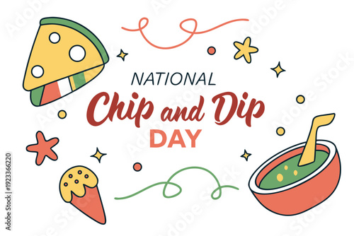 Chips and Dip Snack Vector, National Chip and Dip Day Celebration Illustration