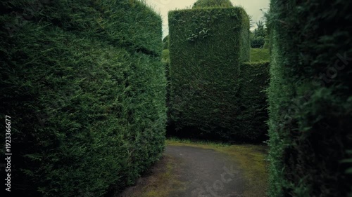 Walking through the hedge labyrinths of Tulcán Cemetery topiary garden in Ecuador