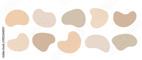 Beige organic shape box collection. Irregular liquid frame set. Abstract amoeba blobs, blotches, drops or stains bundle. Vector cream border design templates for label, sticker, banner, poster, flyer