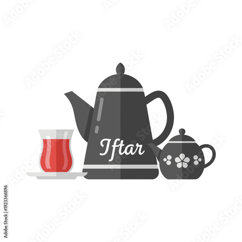 Ramadhan Iftar Tea Ceremony with Teapot and Cup