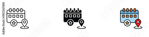 Event location icon vector. Appointment tracking, geographic venue marking, scheduled meeting, and date reminder symbol. Vector Illustration.