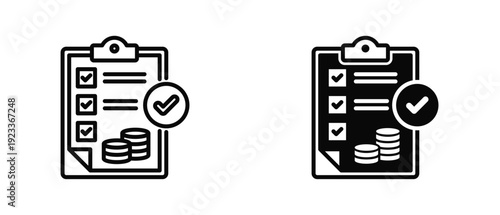 Budget Control icon set with style outline and solid. vector simple elements for design and presentation.