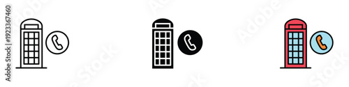 Traditional London telephone booth icon vector. British red phone box and vintage telecommunication services symbol. Vector Illustration.