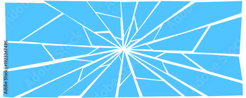 Light grunge broken texture. Damaged shattered glass effect background. Radial cracked lines explosion pattern. Fractured triangle fragments, pieces and shatters concept. Vector debris illustration 