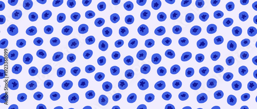 Seamless hand drawn blueberry pattern. Repeating doodled blueberries background. Sketched berries wallpaper design for fabric, textile print, wrapping paper. Vector repeated bilberry dessert pattern