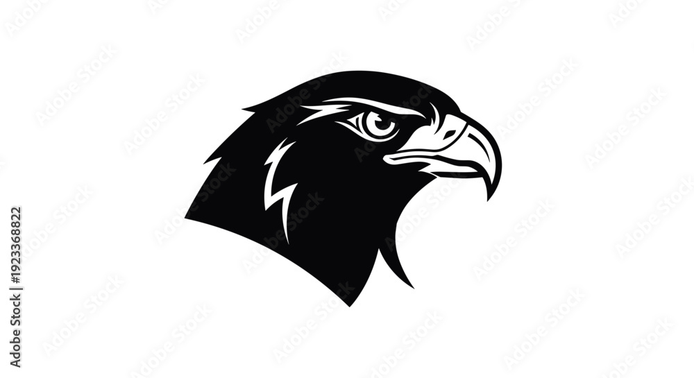 Fototapeta premium Black and White Eagle Head Illustration.