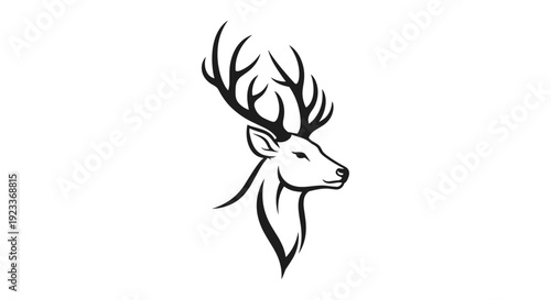 Black and White Deer Head Illustration 1.