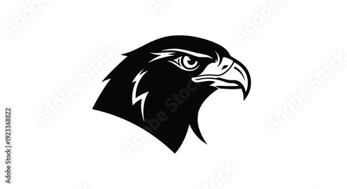 Black and White Eagle Head Illustration.