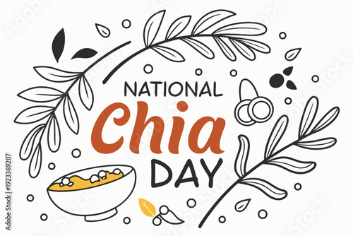 Chia Seeds Vector, National Chia Day Healthy Food Illustration