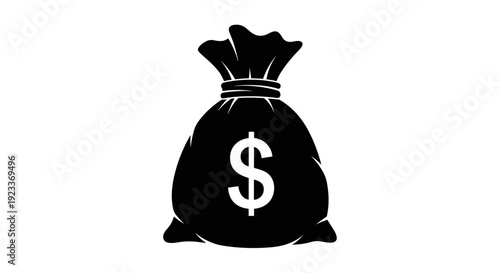 Black Money Bag with Dollar Sign.