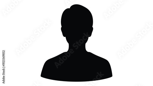 A black silhouette of a person's head and shoulders isolated on white background, Vector