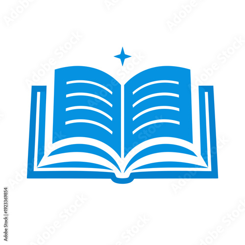 Open Blue Book With Star Above.