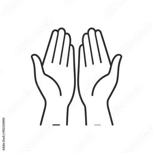 Open Hands Praying or Asking for Help Line Art.