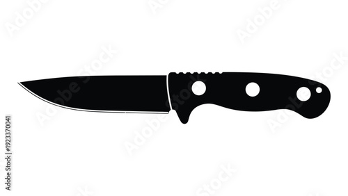 A black silhouette of a kitchen knife on a white background isolated on white background, Vector
