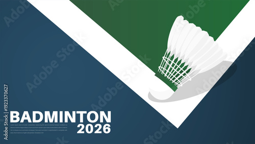 Badminton Shuttlecock at the Corner Line of Court with 2026, Vector illustration EPS 10