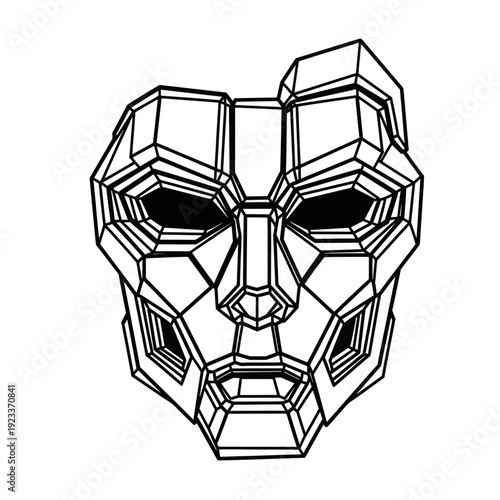Geometric Mask Face Wireframe 3D Model