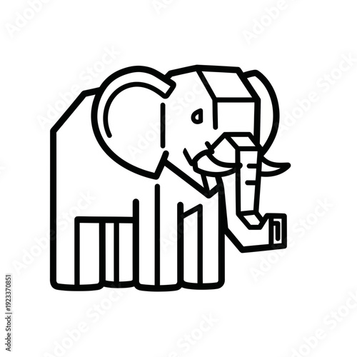 Geometric Elephant Icon Outline Vector Art