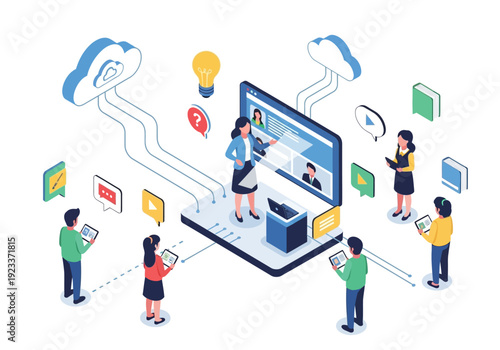 Online education platform with interactive lessons and virtual classrooms fostering collaborative learning and digital engagement