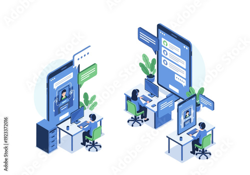 Online customer service and support with chatbot and virtual assistant on mobile devices for business