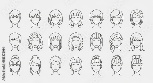 Collection of diverse female faces drawn in a simple sketch style.