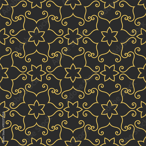 Vintage royal seamless pattern in Victorian style. Vector luxury fabric swatch with golden retro ornament