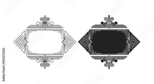 Elegant Art Deco Geometric Frames and Labels with Vintage 1920s Style for Luxury Wedding Invitations, Menus, and Premium Branding Design