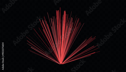 Vibrant red light trails radiating from a single point