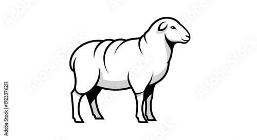 Simple Line Drawing of a Sheep.